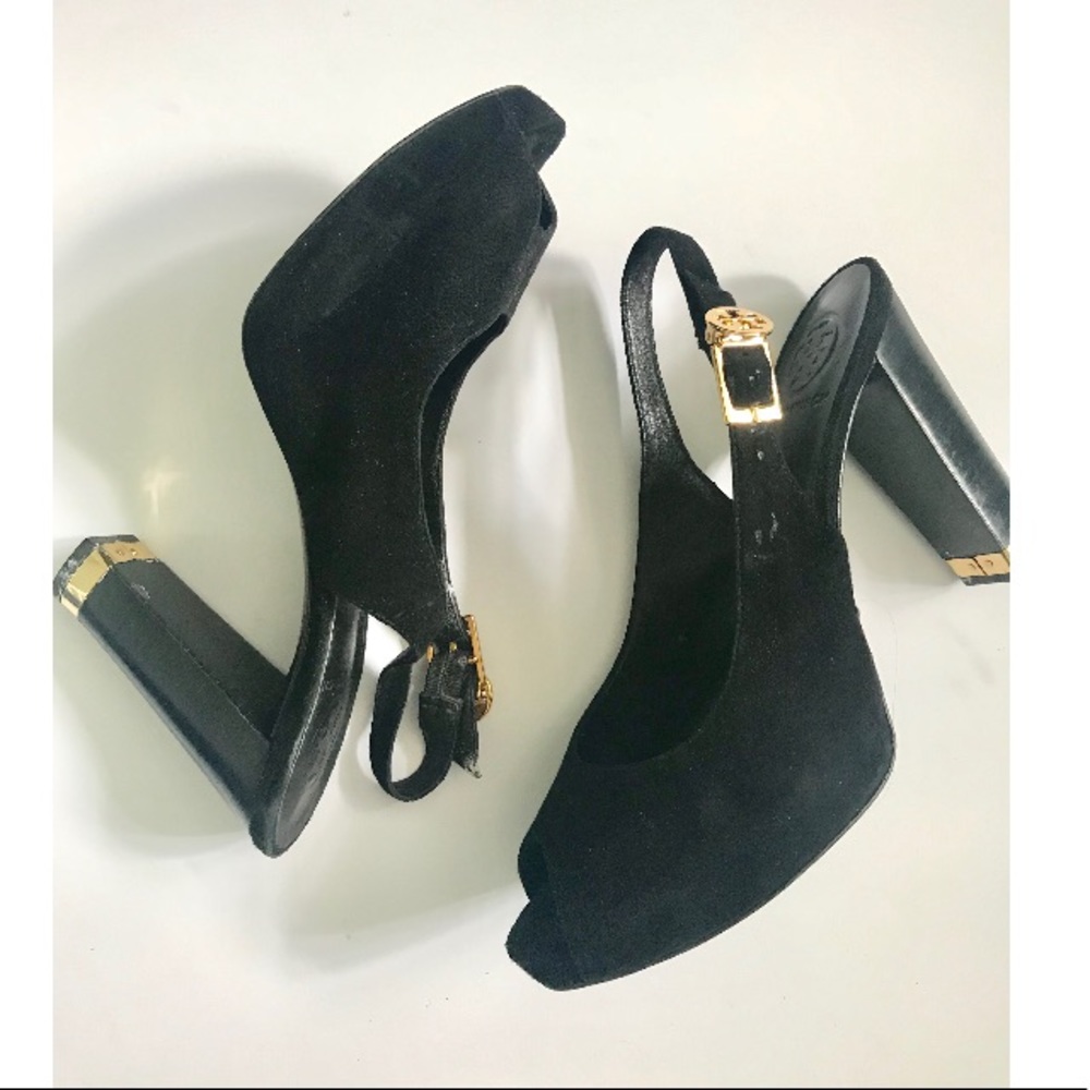 Tory Burch Velvet Peep Toe Heels, Size 9